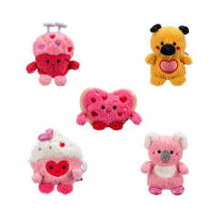 5 Pack Cookie Mug Red Cupcake Pink Koala Pug Plush Keychain Toy