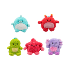 4.5-inch Plush Keychain Pendant Stuffed Animals Toys 5-Pack Blowfish Axolotl Crab Turtle  Starfish