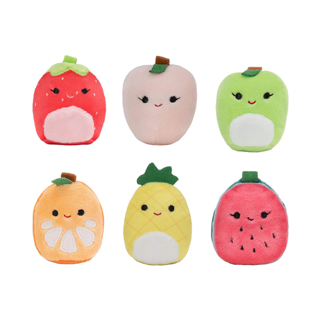 2" Soft Mini Plush Irresistibly Colorful Fruits Peach Pineapple Watermelon Keychain Plush Pendant