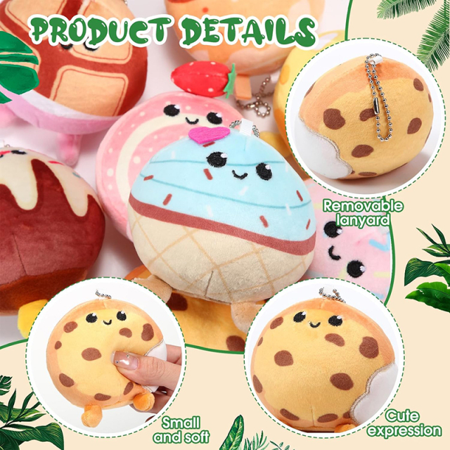 9 Pcs Mini Stuffed Keychains 3.15 Inch Small Plush Bulk Ornaments for Kids Birthday Party