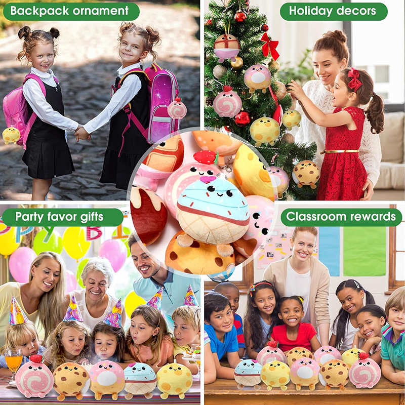 9 Pcs Mini Stuffed Keychains 3.15 Inch Small Plush Bulk Ornaments for Kids Birthday Party