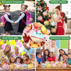9 Pcs Mini Stuffed Keychains 3.15 Inch Small Plush Bulk Ornaments for Kids Birthday Party