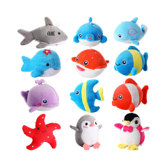 12 Pcs Mini Ocean Animal Plush Toys Sea Creatures Stuffed Toy Soft Plush Keychain