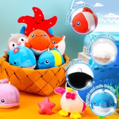 12 Pcs Mini Ocean Animal Plush Toys Sea Creatures Stuffed Toy Soft Plush Keychain