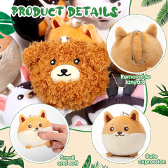 9 Pcs Mini Stuffed Keychains 3.15 Inch Small Plush Bulk Ornaments for Kids Birthday Party