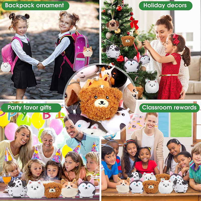 9 Pcs Mini Stuffed Keychains 3.15 Inch Small Plush Bulk Ornaments for Kids Birthday Party