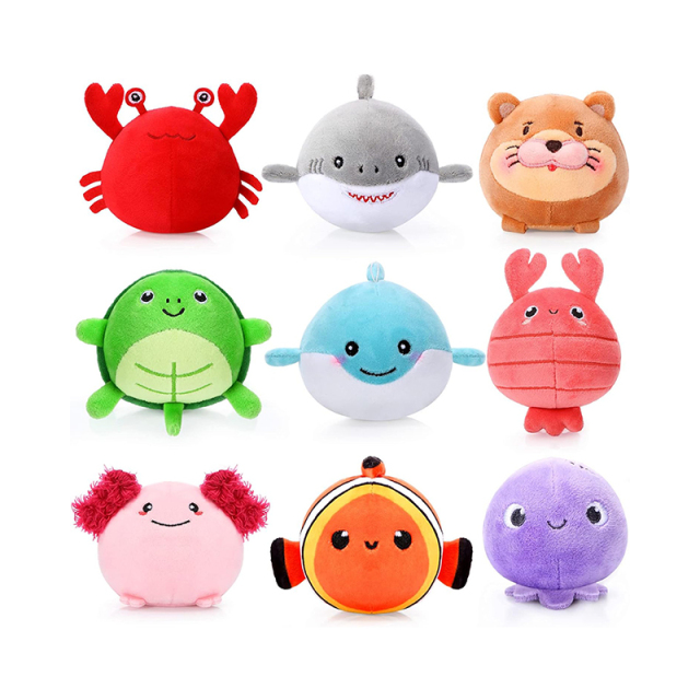 9 Pcs Mini Plush Sealife 3.15 Inch Cute Stuffed Ocean Animals Plush Keychain Pendant