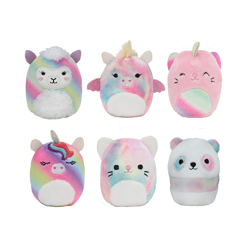 2” Rainbow Color Stuffed Animals Cute Plush Keychain Pendant