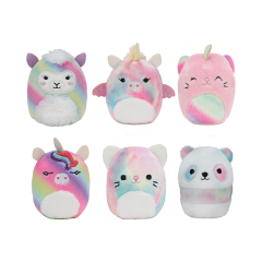2” Rainbow Color Stuffed Animals Cute Plush Keychain Pendant