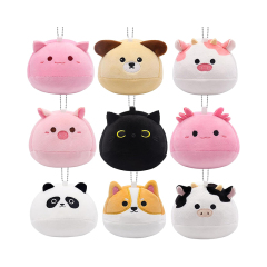9PCS Mini Dog Cat Stuffed Plush Toys Colorful Cow Pendant Soft Mini Animal Plush Keychain