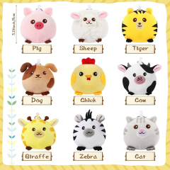 9 Pcs Mini Plush Farm Stuffed Animals Colorful Jungle Animals Plush Keychain Pendant