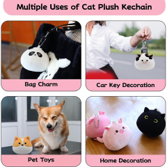 9PCS Mini Dog Cat Stuffed Plush Toys Colorful Cow Pendant Soft Mini Animal Plush Keychain