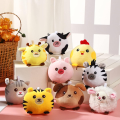 9 Pcs Mini Plush Farm Stuffed Animals Colorful Jungle Animals Plush Keychain Pendant
