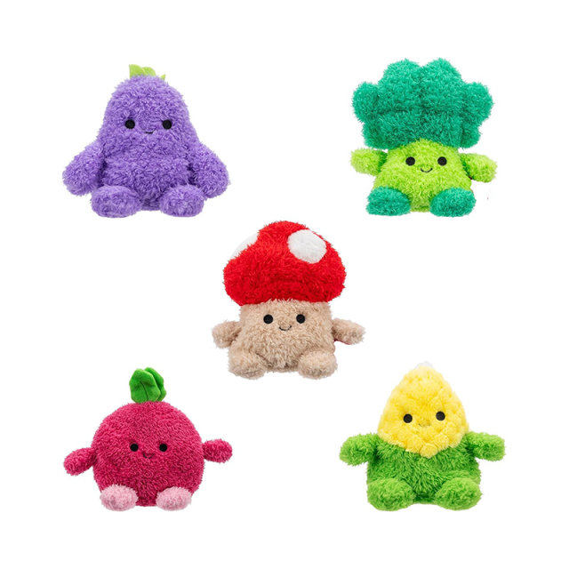 4.5-inch Plush 5-Pack Mushroom Radish Broccoli Corn Erinn Eggplant Stuffed Toys Plush Keychain