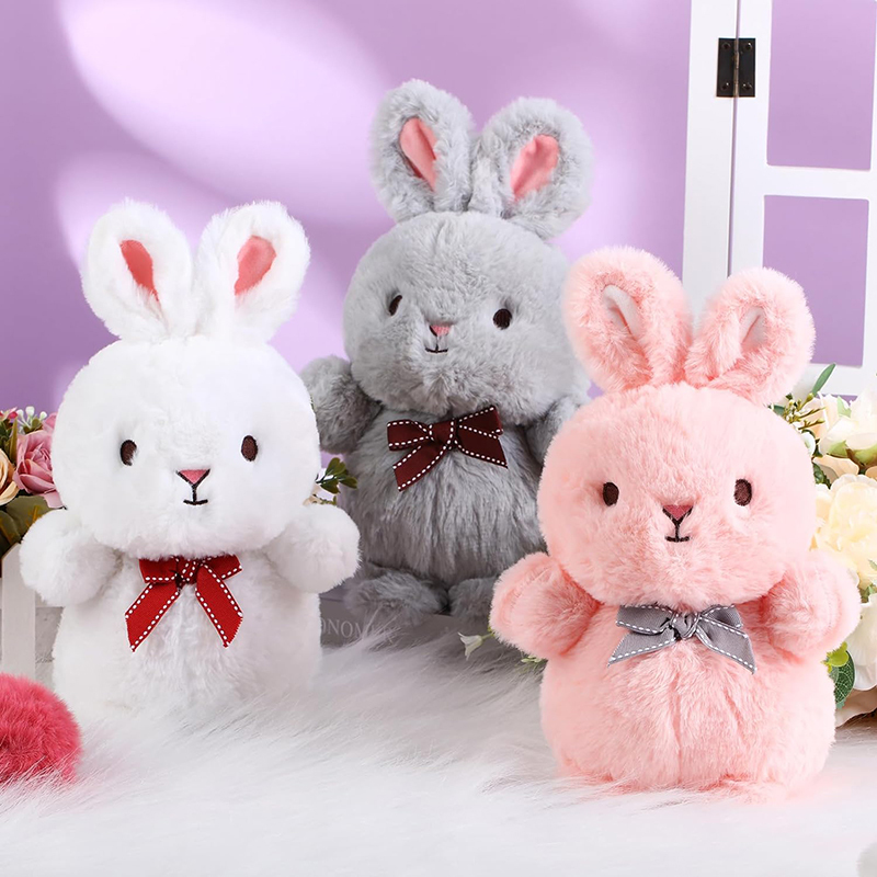 9 Inch Easter Bunny Rabbit Plush Toys Fluffy Bunny Plush Animals Cute Bunnies with Bow Tie