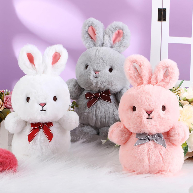 9 Inch Easter Bunny Rabbit Plush Toys Fluffy Bunny Plush Animals Cute Bunnies with Bow Tie
