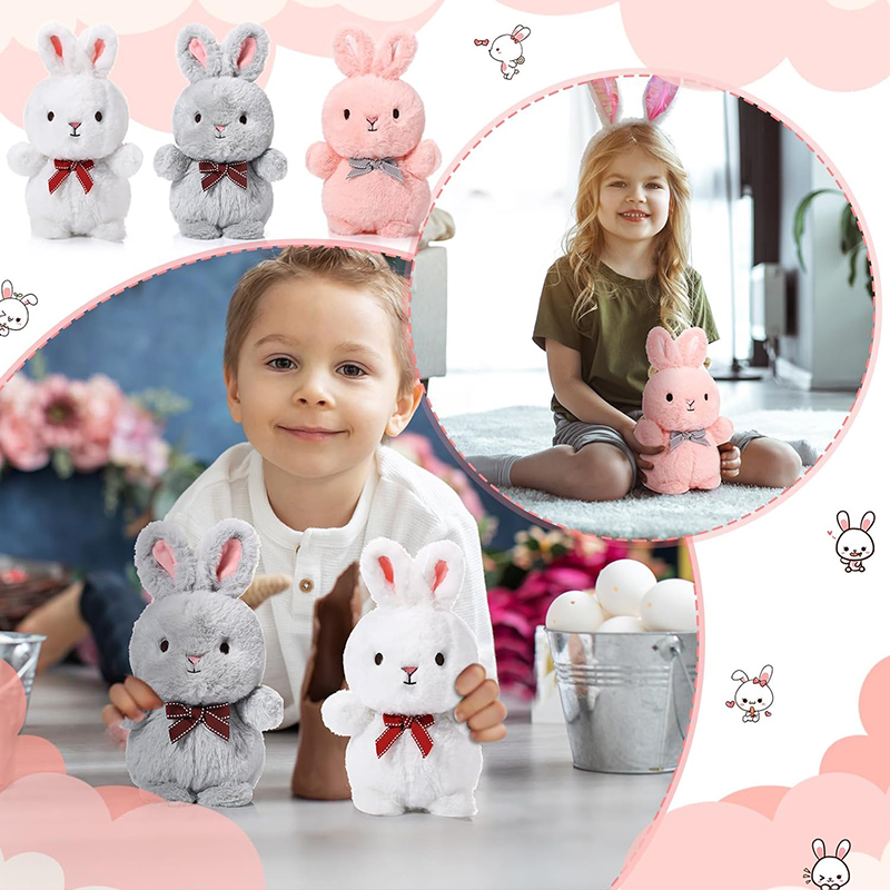9 Inch Easter Bunny Rabbit Plush Toys Fluffy Bunny Plush Animals Cute Bunnies with Bow Tie