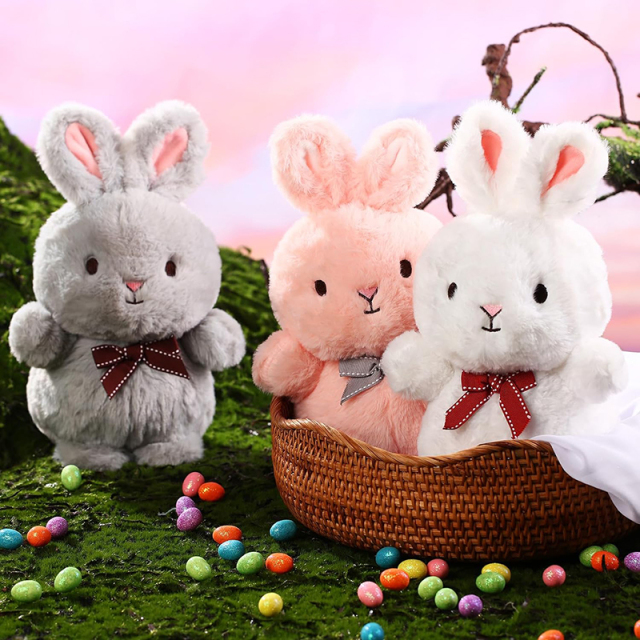 9 Inch Easter Bunny Rabbit Plush Toys Fluffy Bunny Plush Animals Cute Bunnies with Bow Tie
