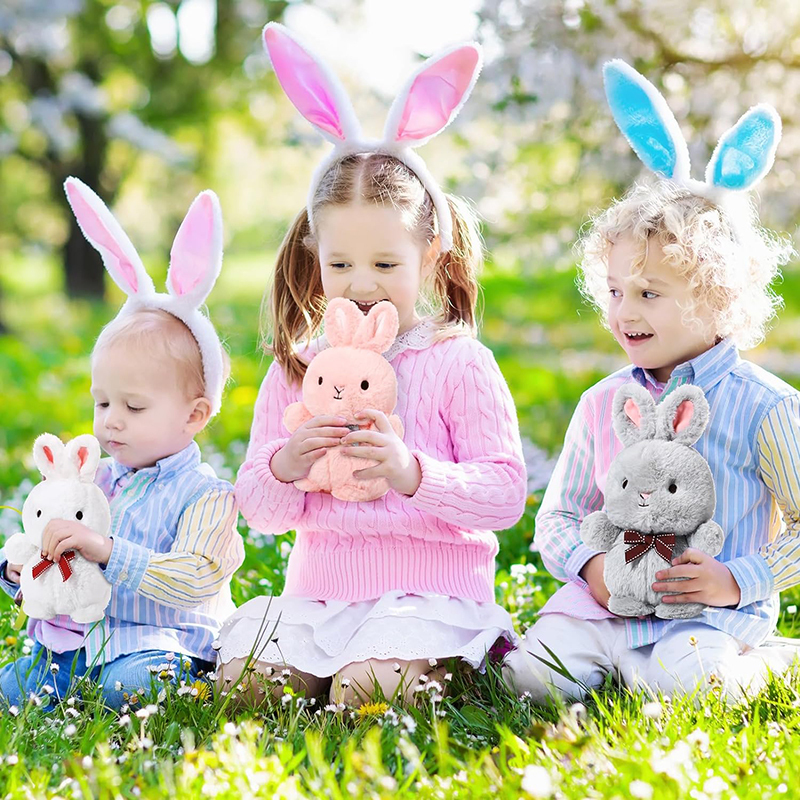 9 Inch Easter Bunny Rabbit Plush Toys Fluffy Bunny Plush Animals Cute Bunnies with Bow Tie