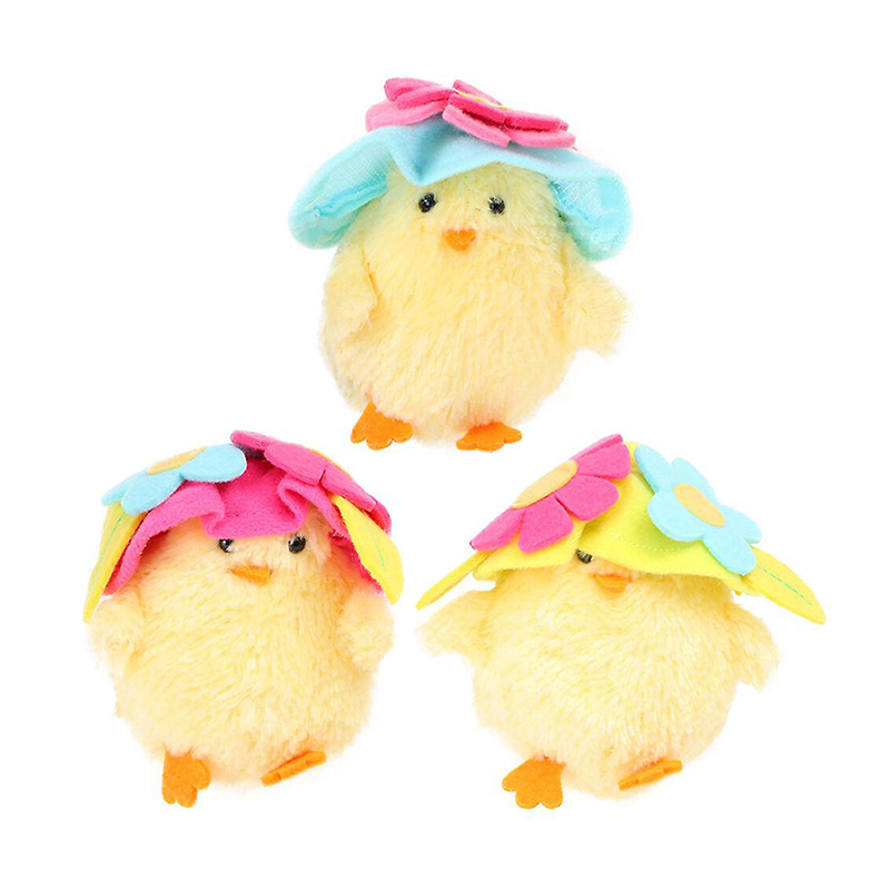3pcs Plush Chicken Decors Easter Doll Ornaments Stuffed Animal Toys