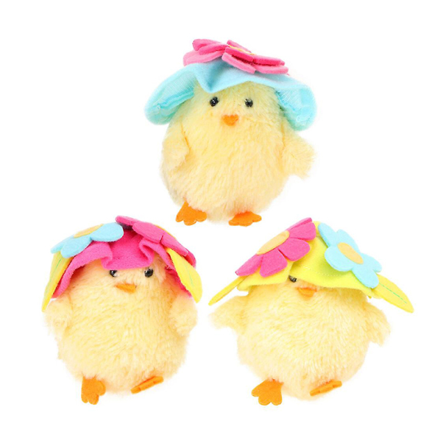 3pcs Plush Chicken Decors Easter Doll Ornaments Stuffed Animal Toys