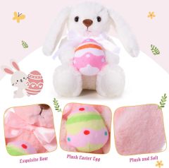 2 Pcs Easter Bunny Rabbit Stuffed Animal Hold Easter Egg 10" Easter Plush Toy Gift
