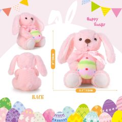 2 Pcs Easter Bunny Rabbit Stuffed Animal Hold Easter Egg 10" Easter Plush Toy Gift