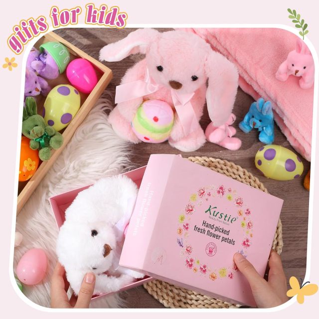 2 Pcs Easter Bunny Rabbit Stuffed Animal Hold Easter Egg 10" Easter Plush Toy Gift