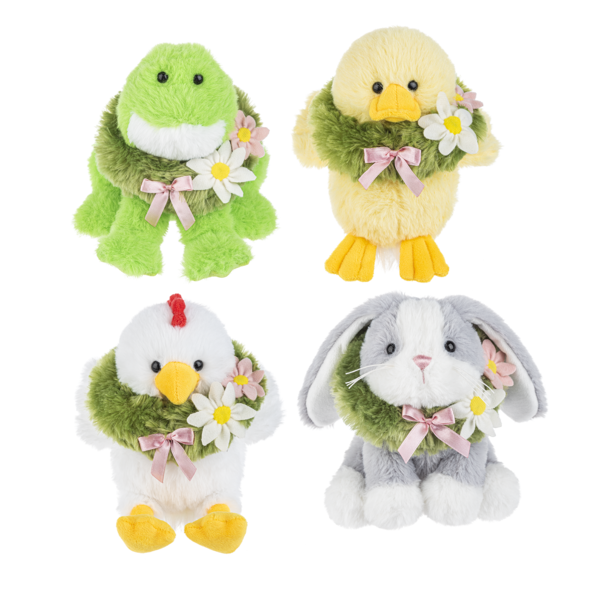 Easter Adorable Cute Stuffed Animal Frog Chick Bunny Duck Plush Toy Set