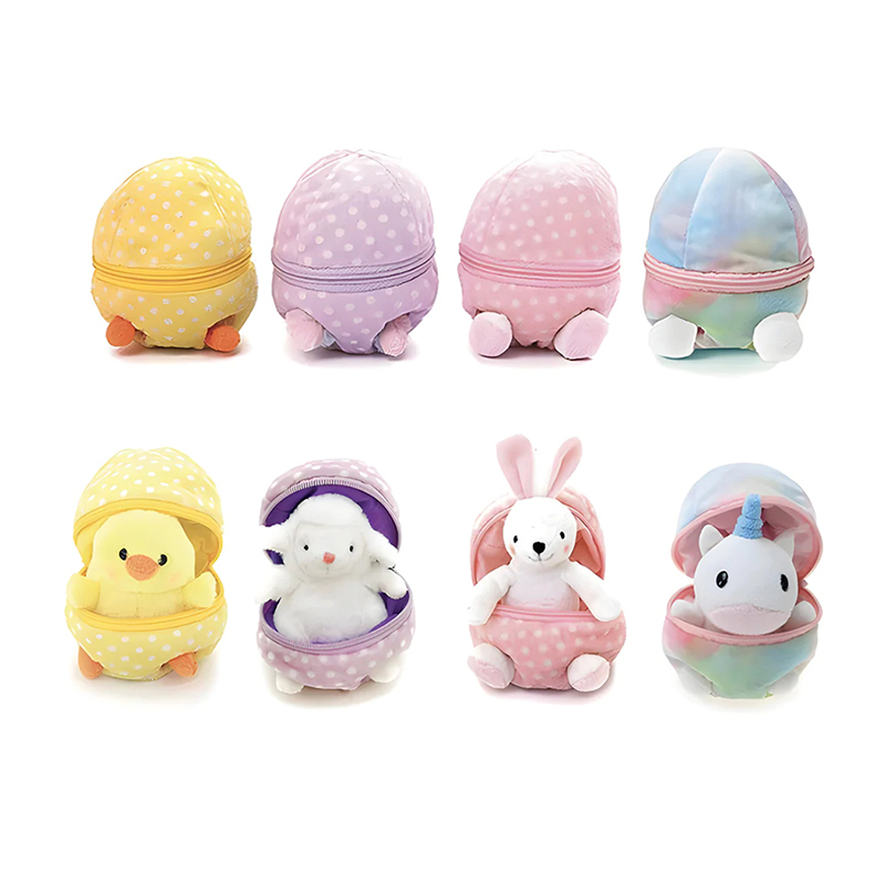 6 Inches Surprise Zip Up Egg Hideaway Easter Spring Inspired Gift Unicorn Lamb Bunny Chick Plush Toys