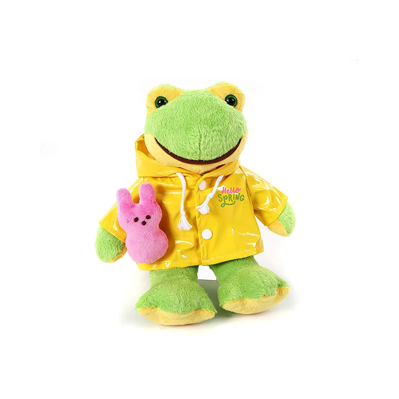12" Easter Stuffed Animal with Bunny Carrot Soft Lovely Sitting Plush Toy with Raincoat