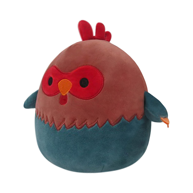 8-Inch Red Mixed Blue Rooster Stuffed Animal Soft Plush Toy
