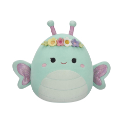 8-Inch Green Butterfly Stuffed Animal with Flower Crown Large Plush Toys