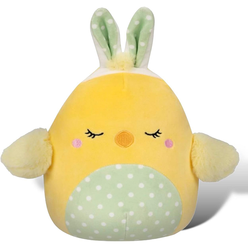 12 Inch Stuffed Animal Chick Yellow Plush Toy with Green Bunny Ears