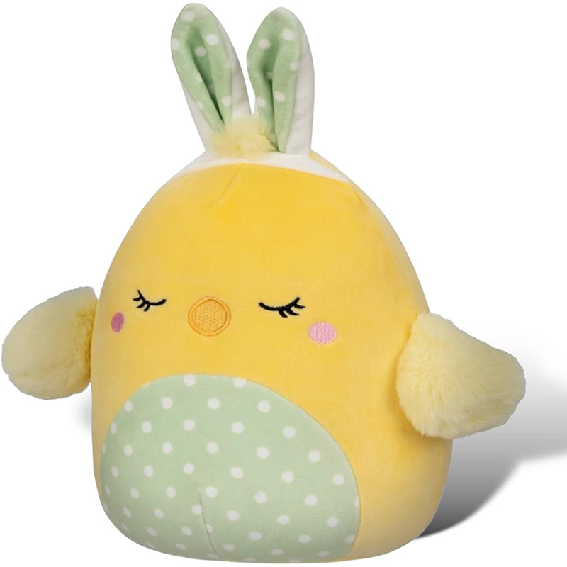 12 Inch Stuffed Animal Chick Yellow Plush Toy with Green Bunny Ears