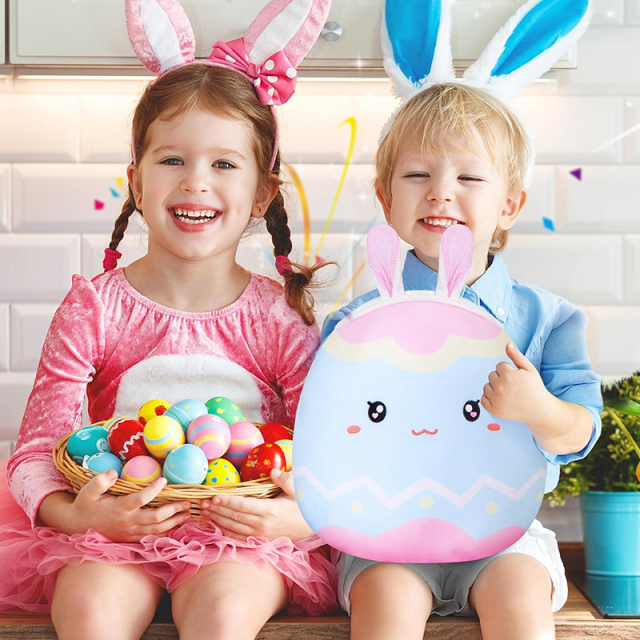 15" Huggable Easter Egg Plush Pillow with Cute Bunny Ears
