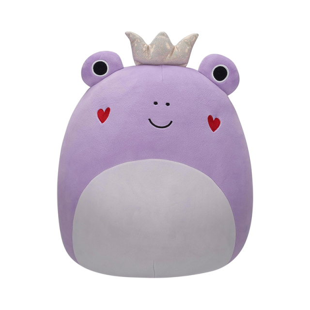 14-Inch Purple Stuffed Animal Frog Stuffed Animal with Heart Cheeks and Gold Crown