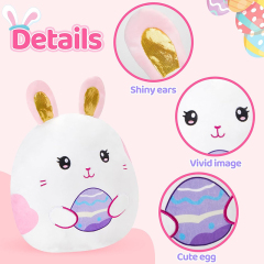 15" Easter Bunny Plush Pillow with Cute Bunny Ears and Easter Egg