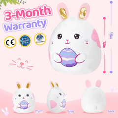 15" Easter Bunny Plush Pillow with Cute Bunny Ears and Easter Egg