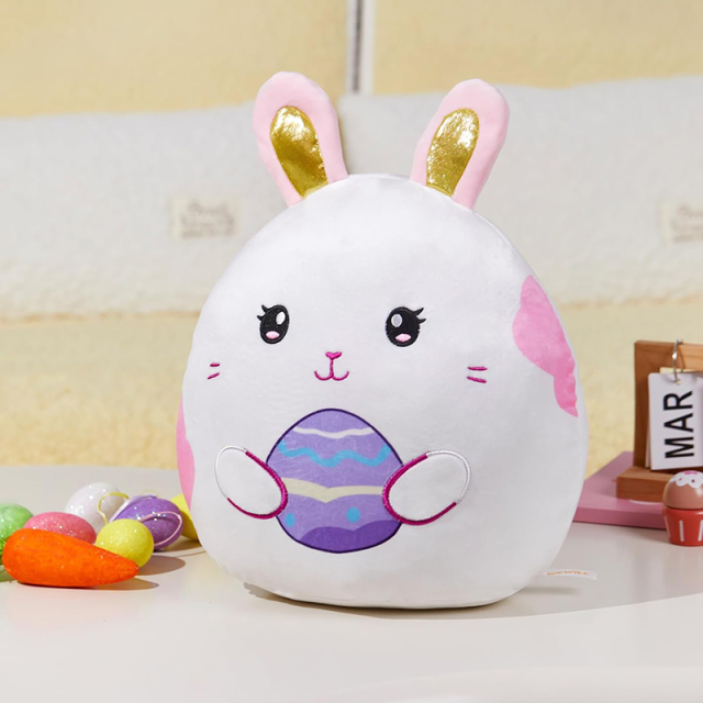 15" Easter Bunny Plush Pillow with Cute Bunny Ears and Easter Egg