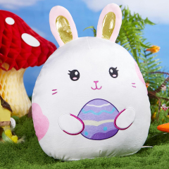 15" Easter Bunny Plush Pillow with Cute Bunny Ears and Easter Egg