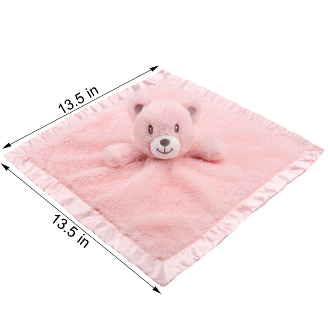 Bear Baby Security Blanket Soft Baby Lovey Fluffy Blanket Lovie Snuggle Toy