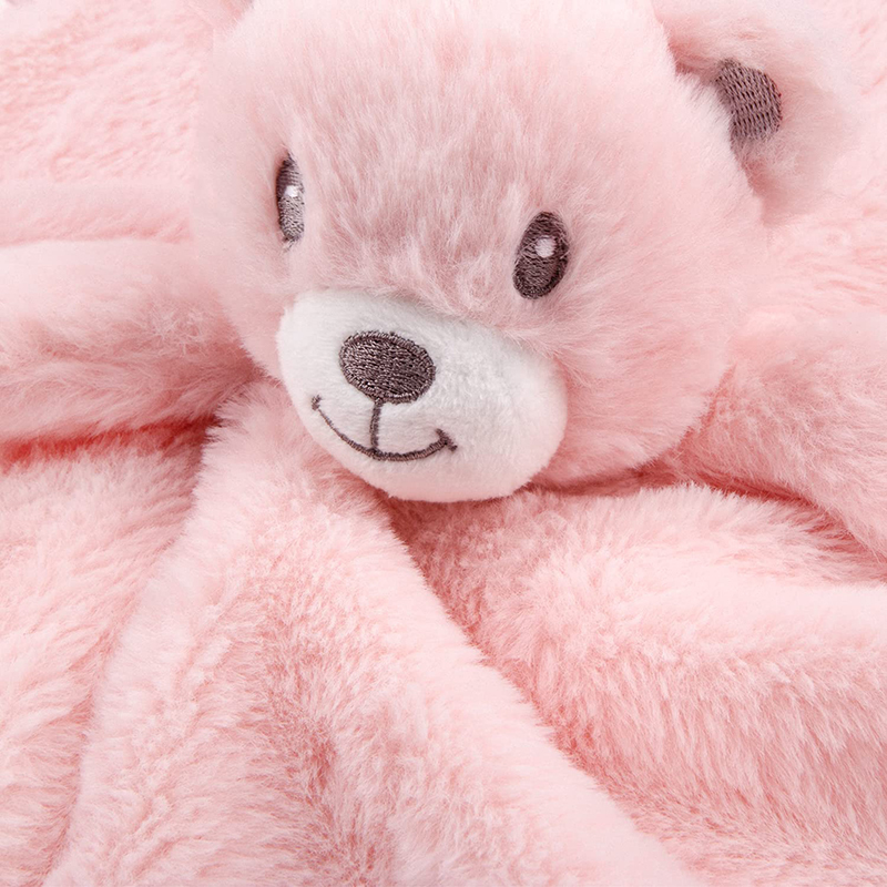Bear Baby Security Blanket Soft Baby Lovey Fluffy Blanket Lovie Snuggle Toy