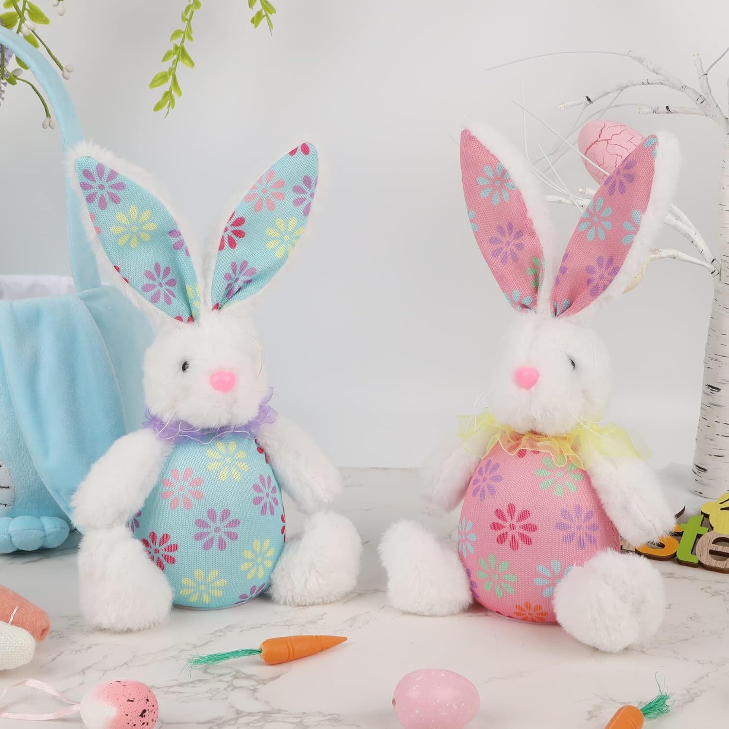 Easter Decorations Bunny Set of 2 Lighted Bunny Plush Toys