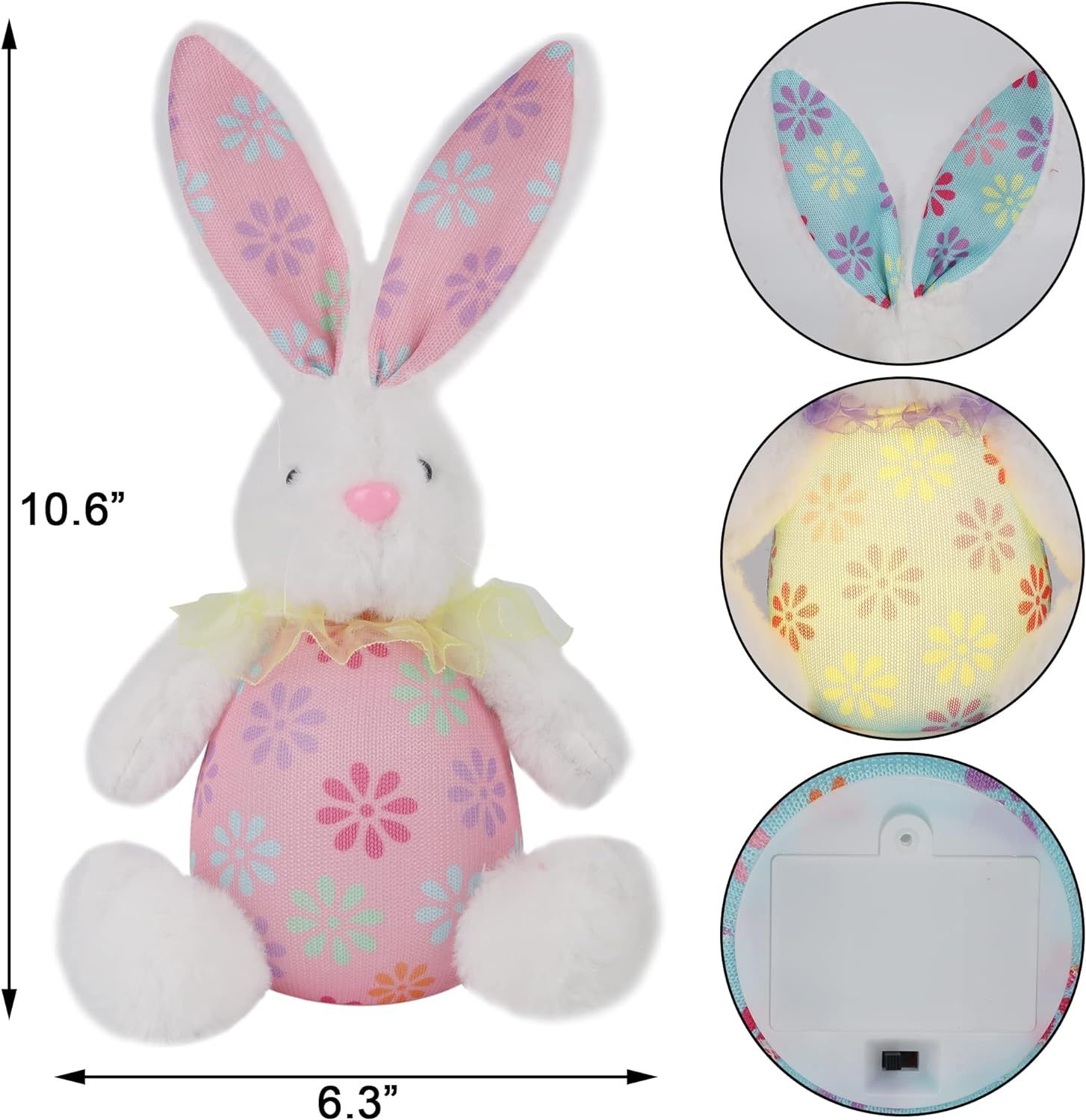 Easter Decorations Bunny Set of 2 Lighted Bunny Plush Toys