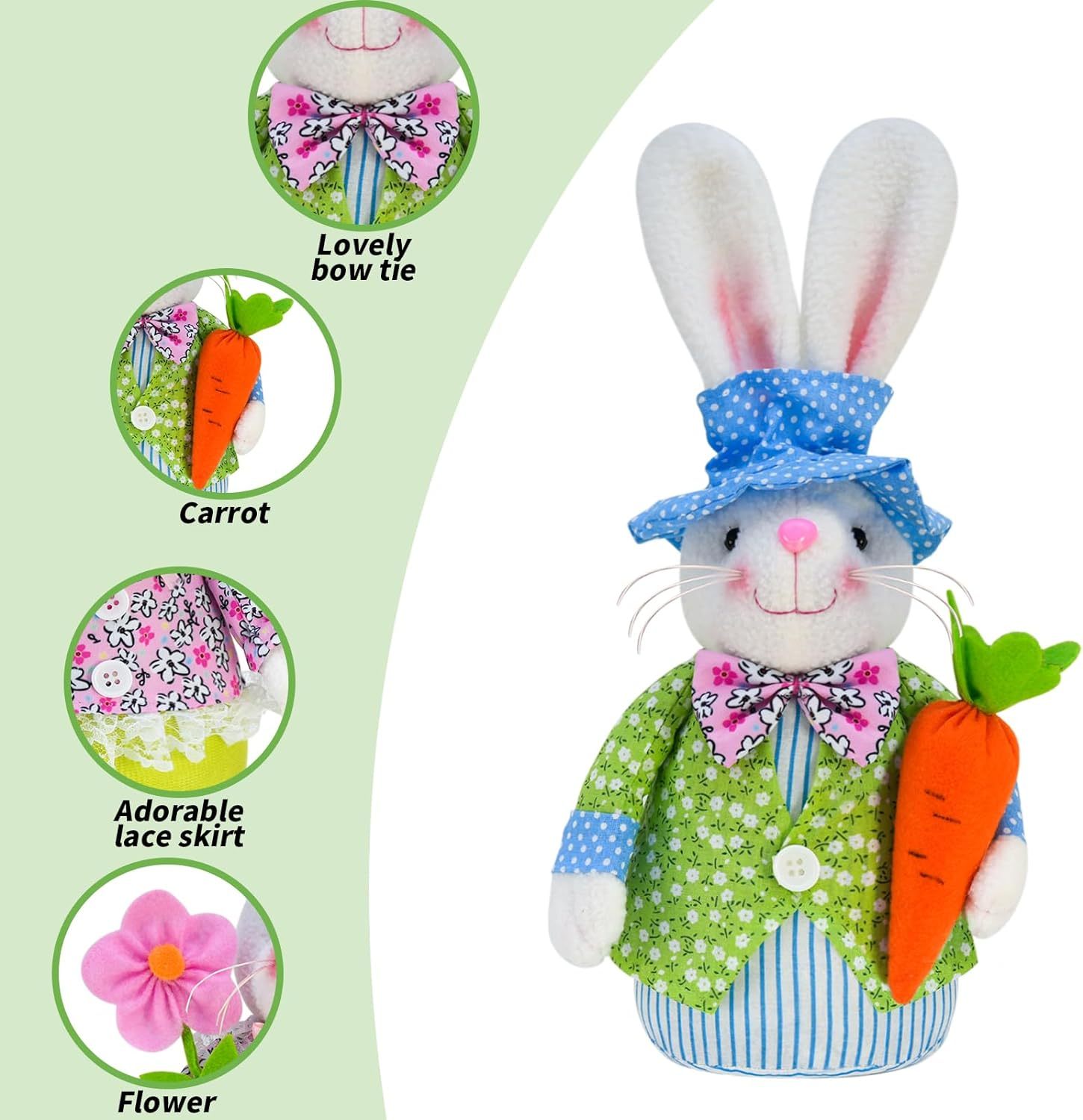 Easter Bunny Plush Gnome Decorations for Home Spring Decorations Spring Gifts