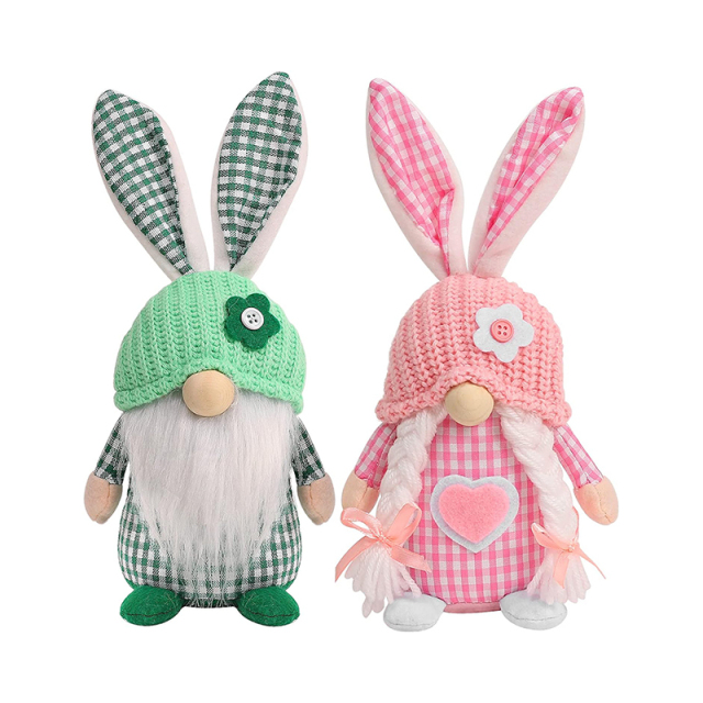 Easter Gnomes 2 Pcs Plush Bunny Handmade Swedish Tomte Elf Stuffed Doll