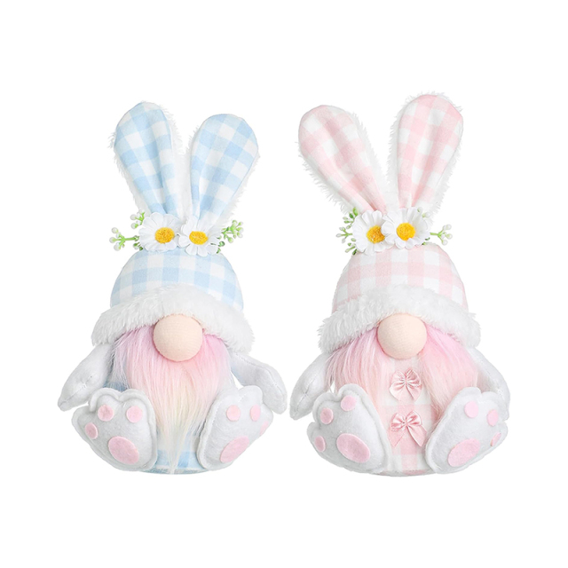 2PCS Easter Gnomes Spring Summer Home Decor Ornaments Handmade Holiday Bunny Plush Toy