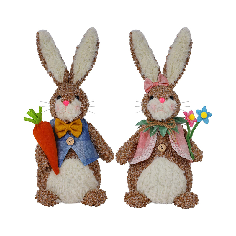 2 Pack Lighted Plush Easter Bunny 12.5" Handmade Huggable Rabbits Stuffed Animal