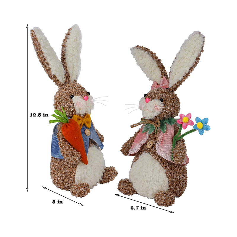 2 Pack Lighted Plush Easter Bunny 12.5" Handmade Huggable Rabbits Stuffed Animal